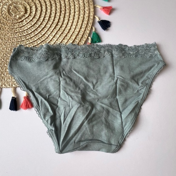 Victoria's Secret Stretch Cotton Lace-Waist Bikini Panty Jupiter Blue Large NEW - Picture 5 of 6